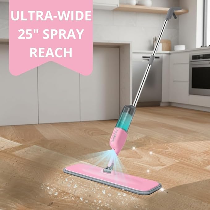 Heavy Duty Spray Mop for Floor Cleaning, Refillable Water Bottle, Use Any Cleaning Solution, Machine Washable Mop Pads, 360° Swivel Head