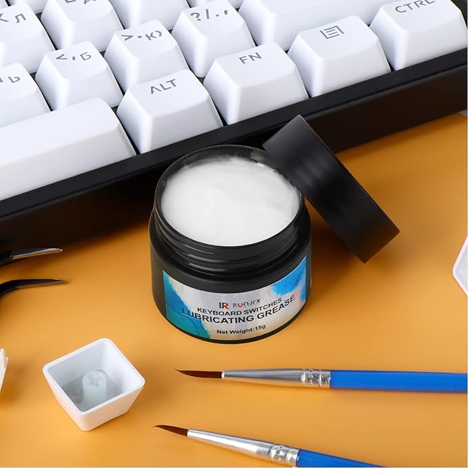 RUNJRX 36 Switches Acrylic Lube Station,Keyboard Switch Grease 0.53oz/15g, Switch Opene for Cherry Kailh Akko TTC, Lube Kit for Mechanical Keyboard