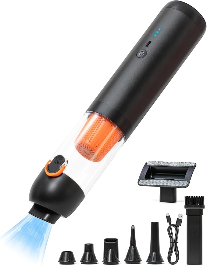 Car Vacuum, 4-in-1 Portable Mini Cordless Car Vacuum with 19000pa Suction Power, Lightweight Small Vacuum Cleaners for Small Work Areas, Vehicles, Desks, and Computer Keyboards