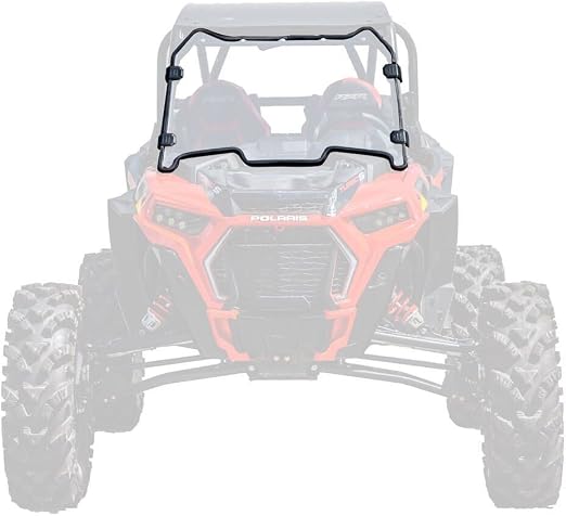 SuperATV Heavy Duty Clear Scratch Resistant Full Windshield for 2018-2021 Polaris RZR XP Turbo S / 2019-2021 XP 4 Turbo 