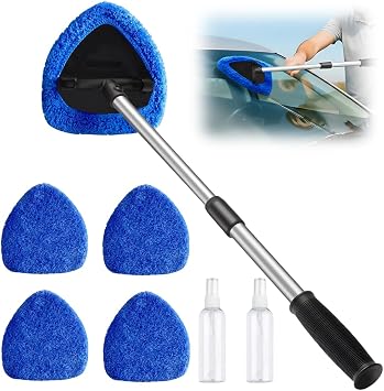 Windshield Cleaner Tool, 180 Degree Rotatable Inside Windshield Cleaning Set, Longer Extendable Windshields Cleaning Too