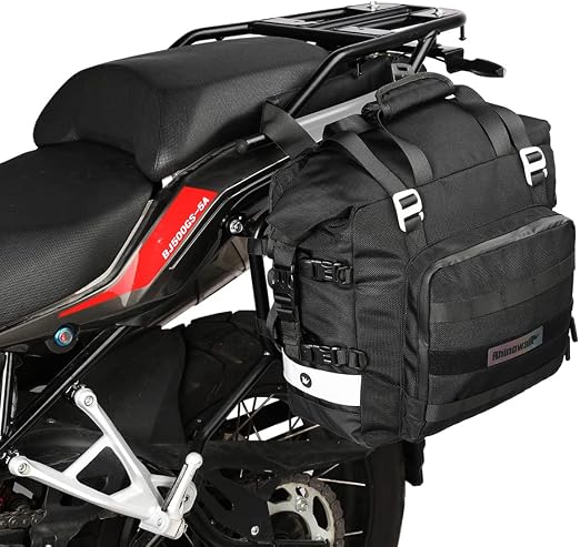 Rhinowalk Motorcycle Saddlebag Waterproof Motor Luggage Pack Quick Release Motorbike Side Bag 20L Fits Most Adventure an