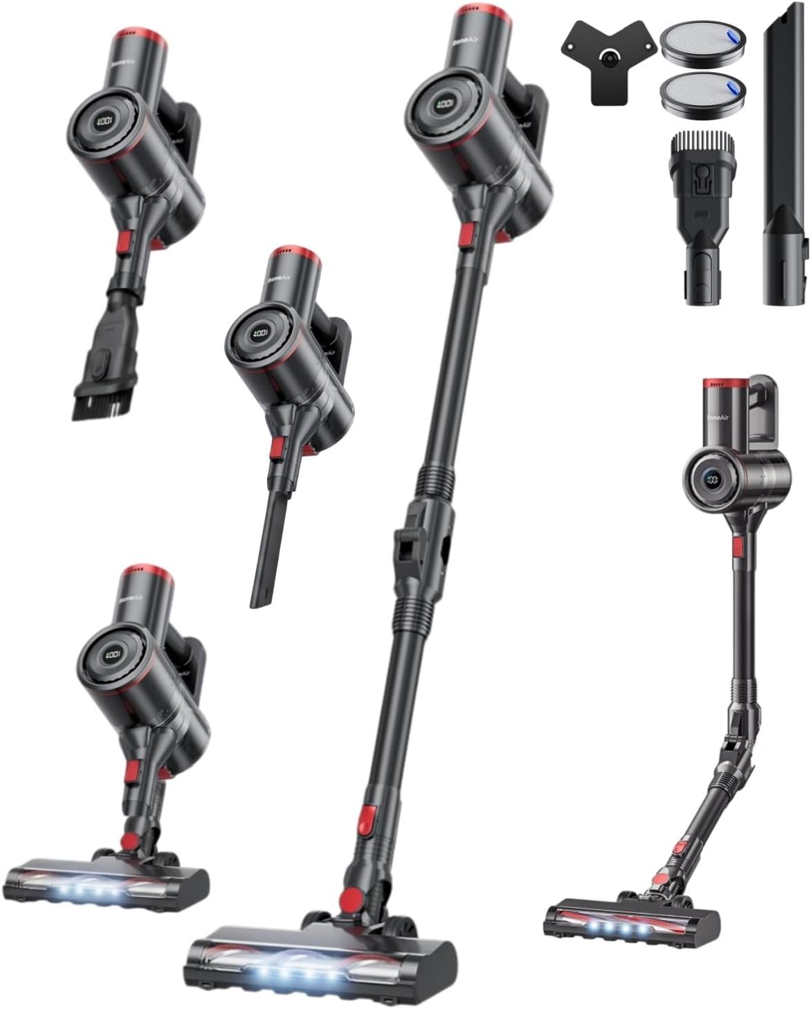 Cordless Vacuum Cleaner with Bendable Wand 45 KPA 45Mins Runtime 6-in-1