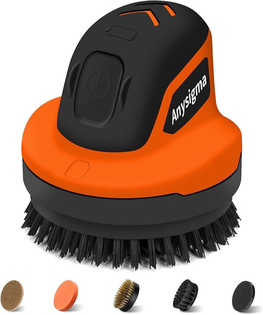 Electric Grill Brush for Outdoor Grill- 4 Replaceable Heads, 3000mAh IPX7 Waterproof BBQ Cleaning Scrubber for Kitchen & Car & Bathroom - Ideal Mother’s for Grill Lovers, Dad, Mom