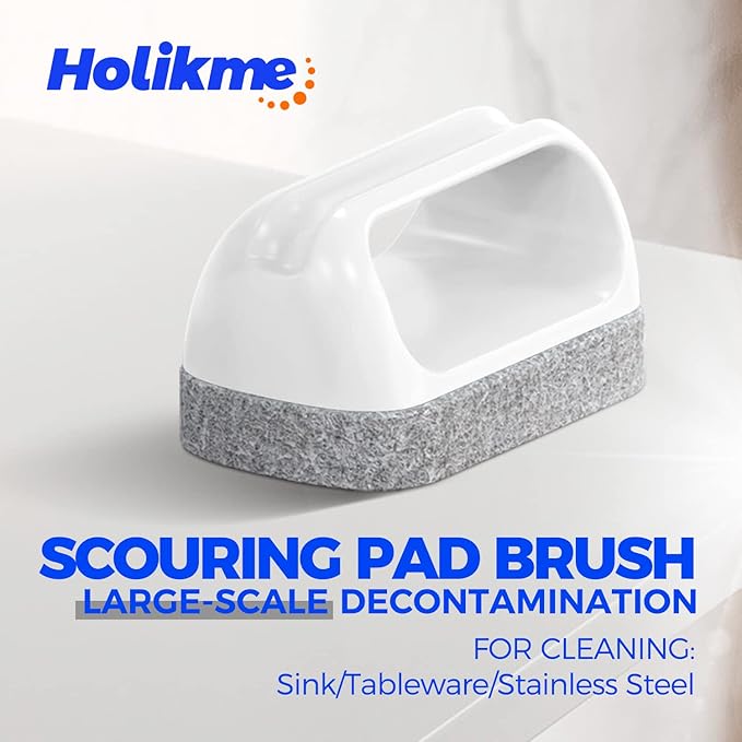 Holikme Deep Cleaning Brush Set, Scrub Pads with Scraper Tip for Pool Walls, Bathroom, Grout, Floor, Bike, Tub, Shower and Kitchen Surface, Abrasive Wheel Brushes (Black)