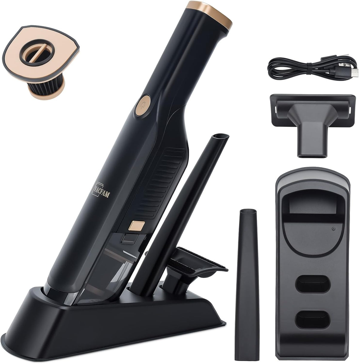 Handheld Vacuum Cordless,15KPA Vacuum with Storage Dock,Black