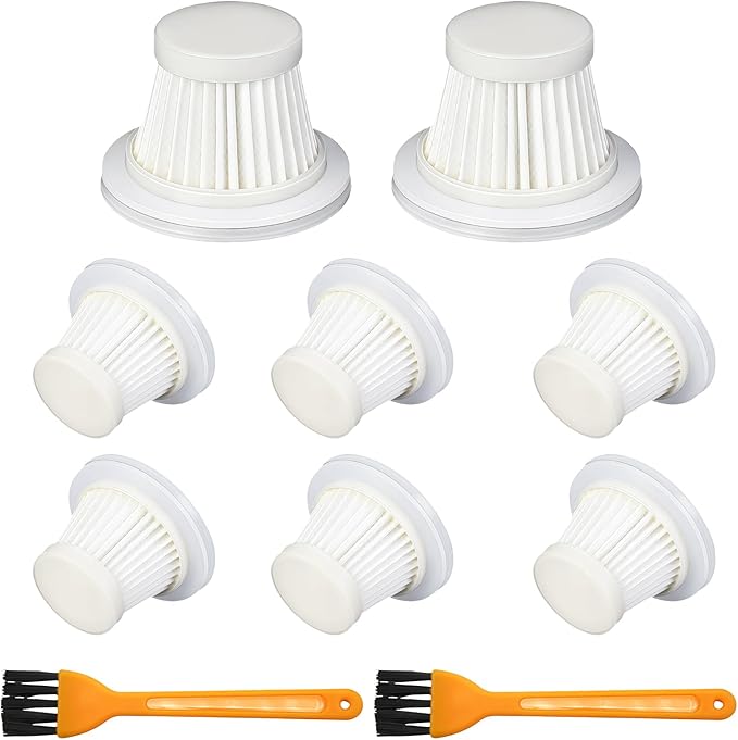 8-Pack HEPA Vacuum Filter Replacement with Cleaning Brush Compatible with KMM LT-117C Handheld Car Vacuum Cleaner, Washable & Reusable