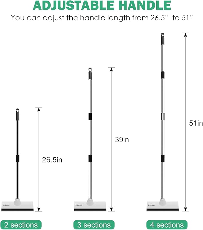 SetSail Floor Scrub Brush with 51-Inch Long Adjustable Handle 2 in 1 Scrape Brush Stiff Bristle Floor Scrubber for Cleaning Shower Bathroom Garage Kitchen Wall Deck Tub Tile,Black White
