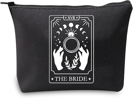 JXGZSO Witchy Bride Gift Tarot Card The Bride Cosmetic Bag Tarot Card Lover Gift Celestial Bachelorette Gift Tarot Weddi