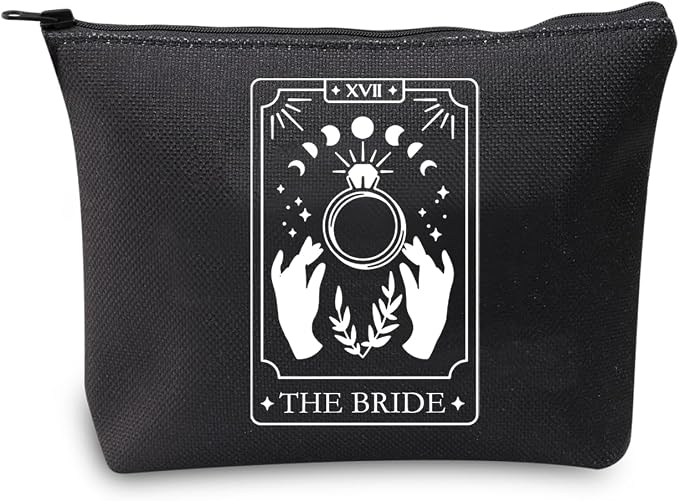 JXGZSO Witchy Bride Gift Tarot Card The Bride Cosmetic Bag Tarot Card Lover Gift Celestial Bachelorette Gift Tarot Weddi