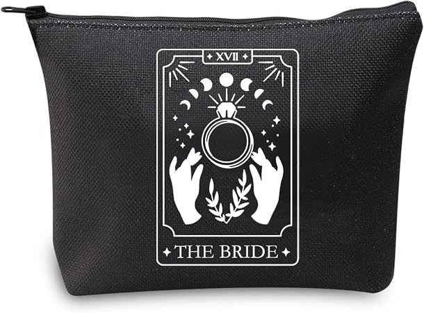 JXGZSO Witchy Bride Gift Tarot Card The Bride Cosmetic Bag Tarot Card Lover Gift Celestial Bachelorette Gift Tarot Weddi