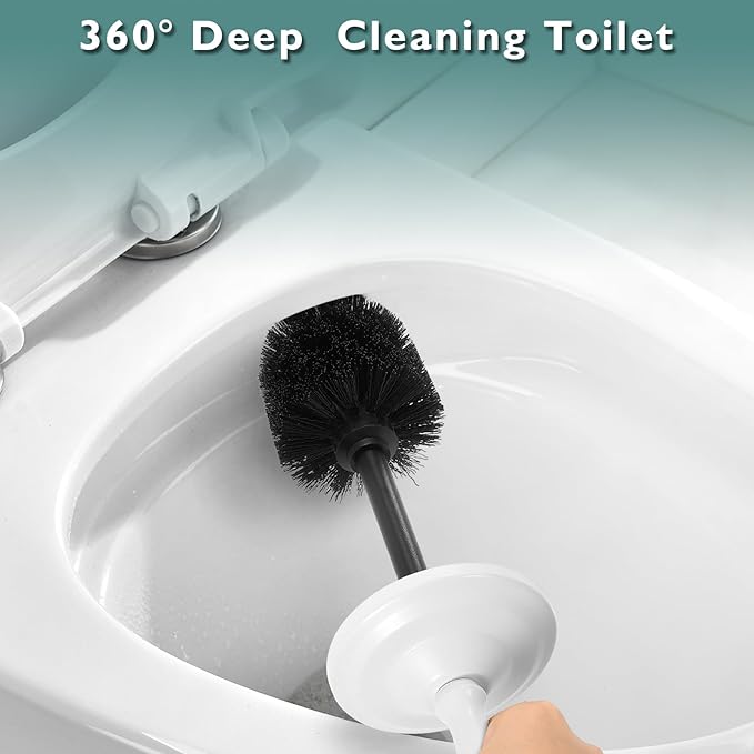 Stainless Steel Toilet Brush and Holder,Toilet Bowl Brush with Long Handle for Bathroom,Toilet Brushes-Space Saving,Covered Brush, Durable, Deep Cleaning,Splash Resistant (White)