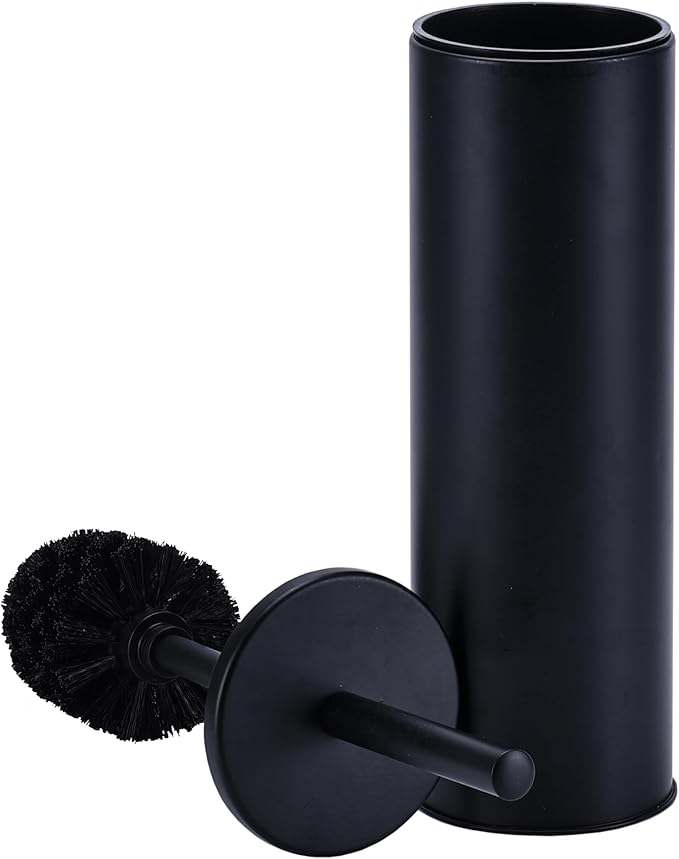 Deep & Sturdy Toilet Bowl Brush with Holder - Durable Scrubbing - Toilet Cleaners - Household Essentials - Silicone Brush - Bathroom Cleaner - Cleaning Supplies - Household Supplies, Matte Black