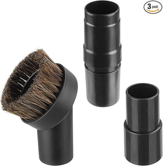 25mm Soft Horsehair Vacuum Brush Attachment with Vacuum Hose Adapter for Shark Vacuum Attachments, Vacuum Attachment for Shop Vac and Most Household Vacuum Cleaner - 3 Pcs