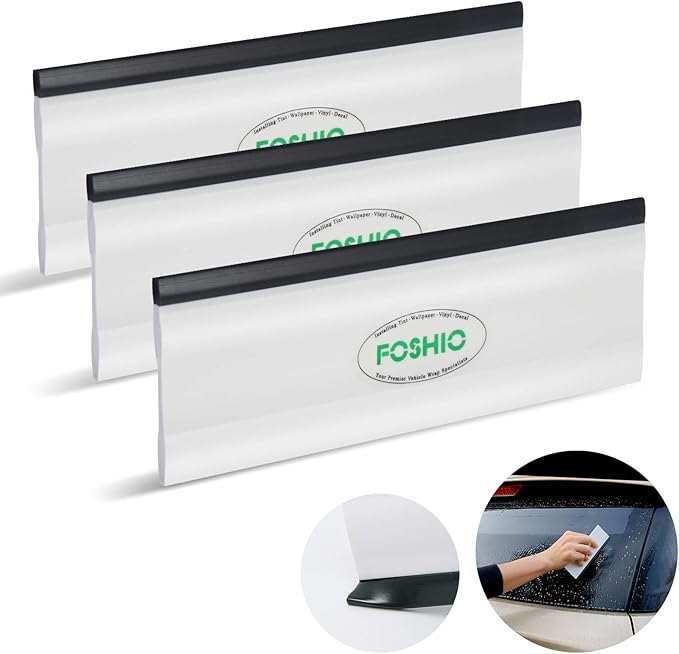 FOSHIO 6 Inch Rubber Squeegee for Kitchens, Glass, Shower and Car Windows, Pack of 3 (White)