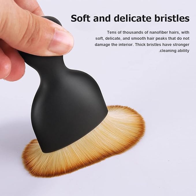 BELOMI Car Detailing Brush, Auto Interior Dusting Brush, Car Soft Bristle Cleaning Tool, Universal Car Interior Crevice Brush for Dashboard, Air Conditioner Vents, Leather, Computer (Brown)