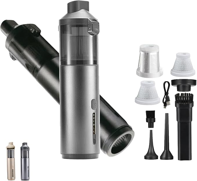 Portable Cordless Car Vacuum Cleaner Suction Power 19000Pa with Brushless Motor, Handheld Mini Vacuum Cleaner with Multiple Attachments, 3 Suction Modes,Rechargeable (Black)