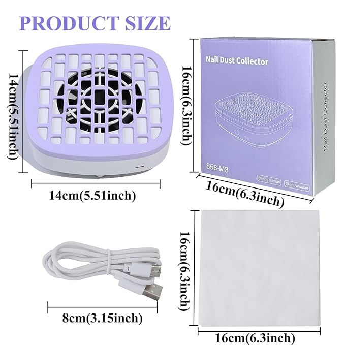 USB Mini Manicure Nail Vacuum Cleaner Strong Suction Nail Dust Collector Portable Nail Art Vacuum Dust Cleaner Extractor Fan (BLUE)