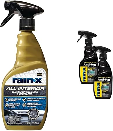 Rain-X Interior Care Bundle: 16 Fl Oz Cherry Scent All-Interior Cleaner Protectant & 12 oz. Anti-Fog Glass Treatment (2-