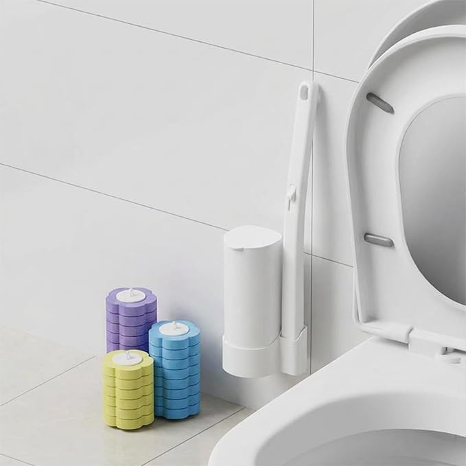 Disposable Toilet Brush with 24 Refills,Toilet Cleaning Supplies,Toilet Wand Brush Starter Kit,Wall Mounted Toilet Bowl Cleaner Brush with Holder for Bathroom Cleaning & Hygiene (White Starter Kit)