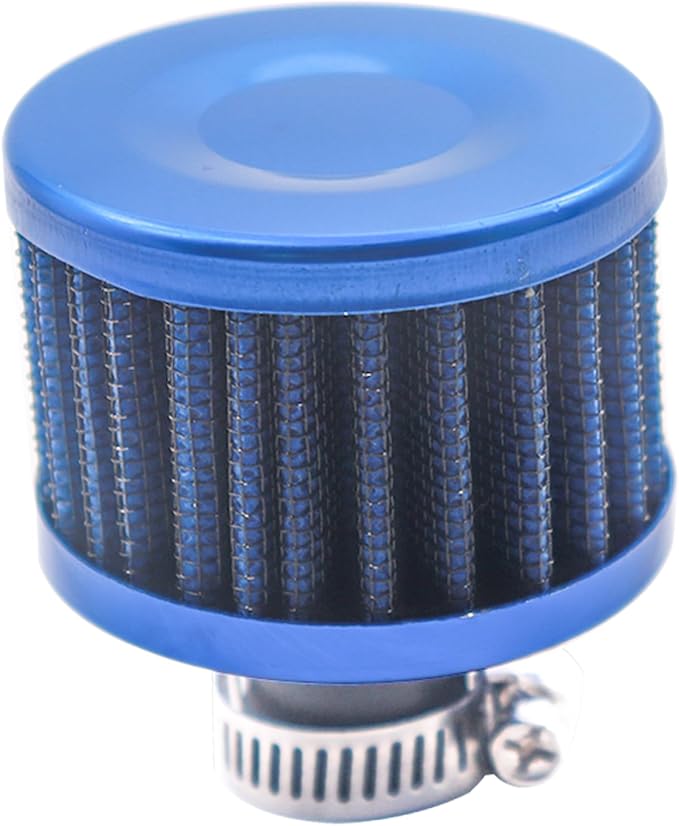 12mm Air Filter Cold Air Intake Filter Breather Turbo Vent Air Intake Filter Cleaner Blue Universal for car and Motorcycle (2pcs Air Filter)