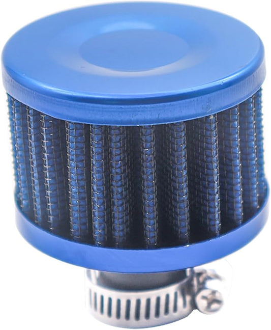 12mm Air Filter Cold Air Intake Filter Breather Turbo Vent Air Intake Filter Cleaner Blue Universal for car and Motorcycle (2pcs Air Filter)