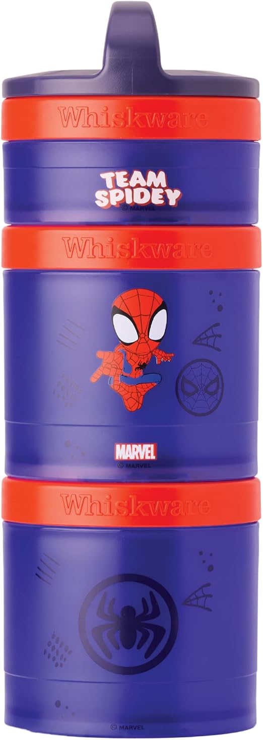 Whiskware Marvel Spider-Man Snack Containers 3 Stackable Cups, Peter Parker