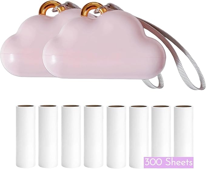 Portable Lint Roller 150 Sheets Travel Size, Mini Lint Roller for Clothes and Reusable Pet Hair Remover, Cute Small Sticky Dust Remover Refillable