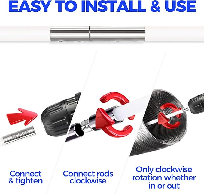 Holikme 30 Feet Dryer Vent Cleaner Kit,Flexible Lint Brush with Drill Attachment, Extends Up to 30 Feet for Easy Cleaning, Synthetic Brush Head, Use with or Without a Power Drill, White