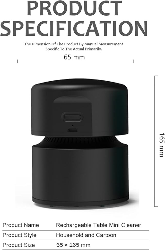 ODISTAR Desktop Vacuum Cleaner,Mini Table dust Sweeper Energy Saving with auto Power-Off Function,High Endurance up to 400 mins,Cordless&360º Rotatable Design for Keyboard/Home/Office (Black)