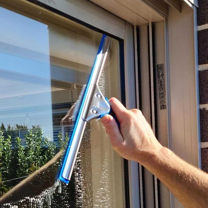 Squeegee & Window Washer Combo - Professional Grade Cleaning Tool for Sparkling Windows, Glass, and Surfaces - Ergonomic Design for Effortless Cleaning