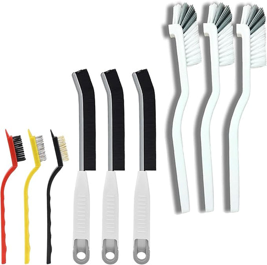 Cleaning Brush, 9 Pcs Hard Bristle Crevice Cleaning Brush Set for Kitchen Bathroom Toilet Grout Bottle Gap Window Tracks, Multifunctional Home Essentials Scrub Cleaning Tools