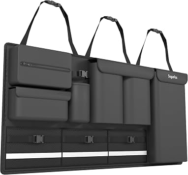 SugarFox Backseat Hanging Trunk Organizer for SUVs, Cars, Trucks & MPVs | Multi-Pocket Storage with Anti-Slip Straps | S