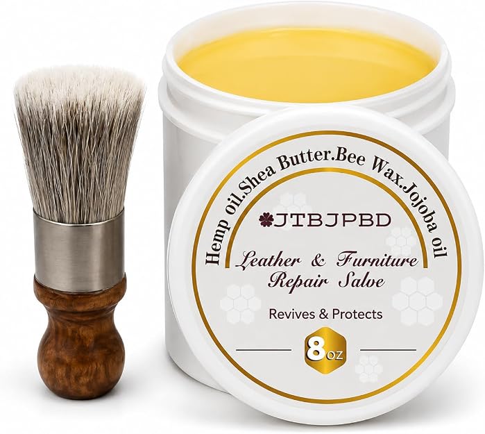Leather & Wood Furniture Repair Salve with Brush,Leather Cleaner and Conditioner for Couches, Car Seats, Tables, Cabinet