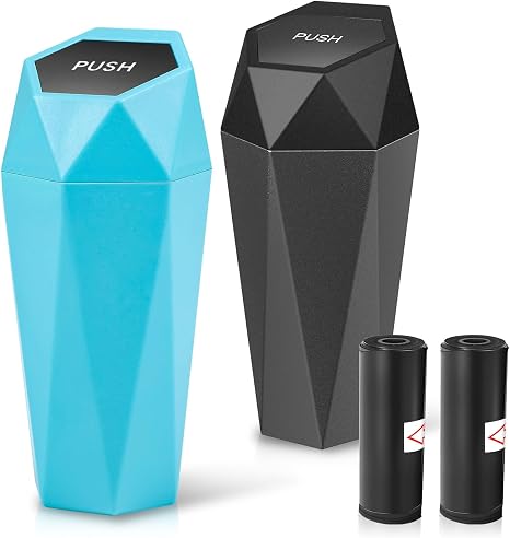 Auto Dynasty Car Trash Can with Lid, Car Garbage Can Cup Holder, Pack of 2