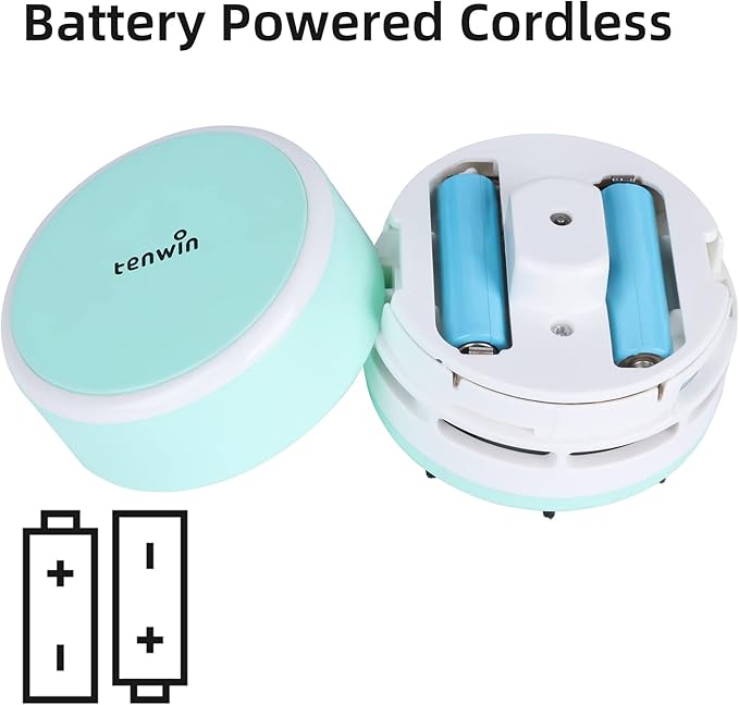 tenwin Mini Vacuum Cleaner, Portable Desktop Vacuum Cordless, Handheld Dust Sweeper Battery Operated, Low Noise and Strong Suction for Home/Office/School/Car/Keyboard(Battery not Include)