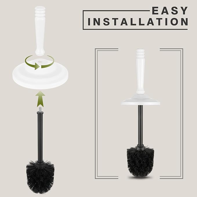 Stainless Steel Toilet Brush and Holder,Toilet Bowl Brush with Long Handle for Bathroom,Toilet Brushes-Space Saving,Covered Brush, Durable, Deep Cleaning,Splash Resistant (White)