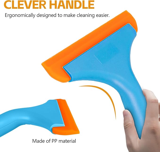 Wuyaoyao 2PCS Silicone Squeegee, Small Squeegee for Car, Automotive Mini Window Squeegees, Shower Squeegees, Water Wiper Cleaning Tool for Car Windshield, Window, Mirror, Glass Door (Blue)