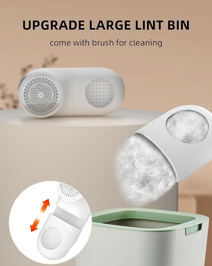 Fabric Shaver Lint Remover for Clothes, LED Display, 6-Leaf Blades, Rechargeable Sweater Defuzzer for Wool Cashmere Blanket Curtain Couch