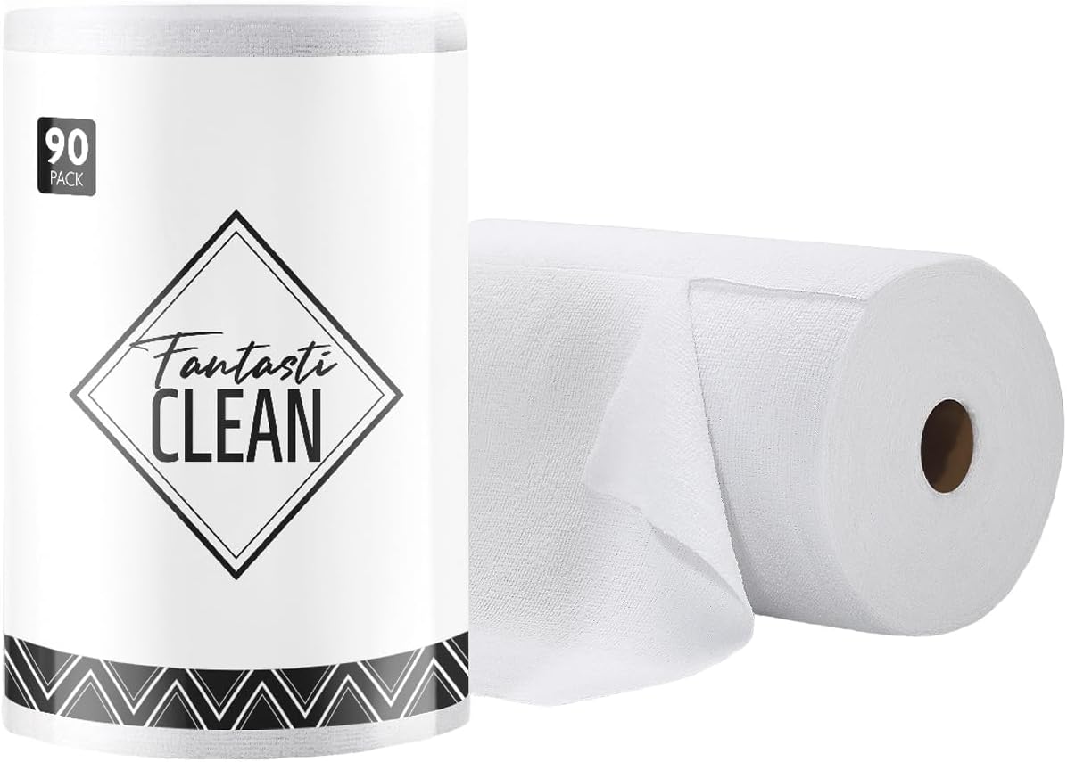 Microfiber Cleaning Cloth Roll- 90 Sheets, 12" x 12" (White)