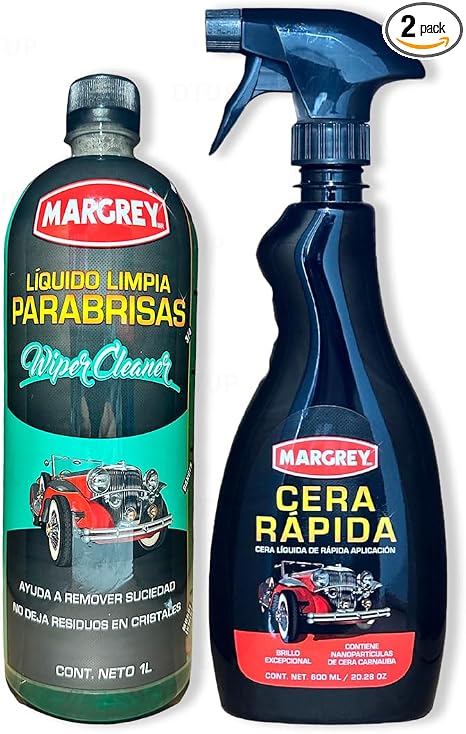 Margrey Car Care Kit: Wiper Fluid 1L, Fast Wax 600ml