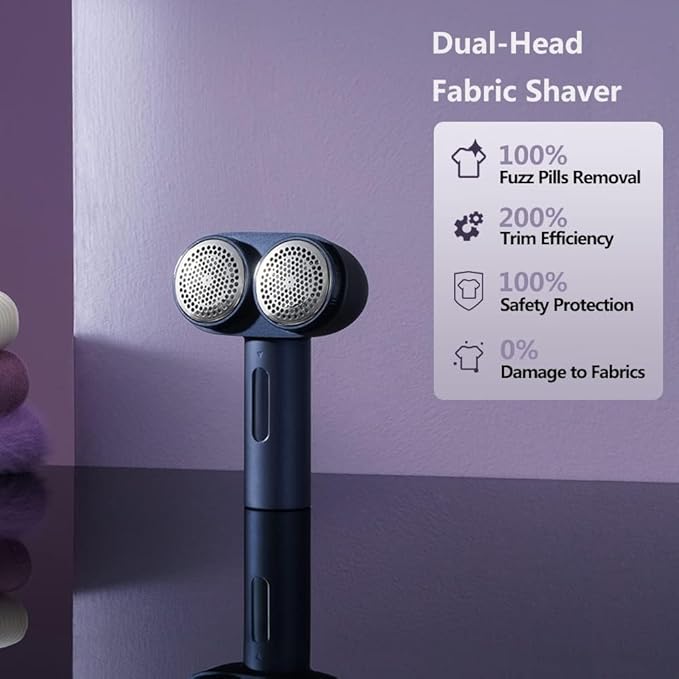 Nesugar Electric Professional Dual-Head Fabric Shaver and Lint Remover and Clothes Shavers with Green Light aided Identification, 3-Speeds (M5)