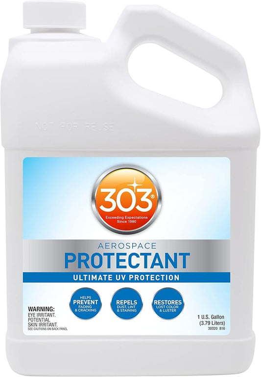 303 Products Aerospace Protectant Spray, UV Protection for Outdoor Surfaces – Protects Vinyl, Plastic & Rubber, Repels Dust & Dirt, Matte Finish, 1 Gallon
