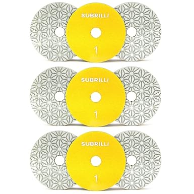 4" Dry/Wet 3 Step Diamond Polishing Pads 9-Pcs Step 1 for Granite Marble Quartz Concrete