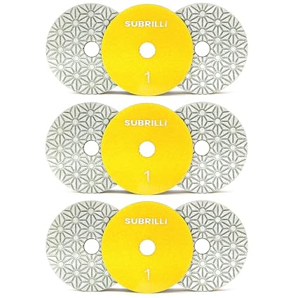 4" Dry/Wet 3 Step Diamond Polishing Pads 9-Pcs Step 1 for Granite Marble Quartz Concrete