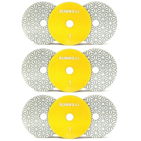 4" Dry/Wet 3 Step Diamond Polishing Pads 9-Pcs Step 1 for Granite Marble Quartz Concrete