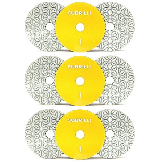 4" Dry/Wet 3 Step Diamond Polishing Pads 9-Pcs Step 1 for Granite Marble Quartz Concrete