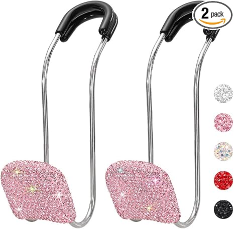 SAVORI Car Headrest Hooks Bling Car Accessories Rhinestones Universal Auto Back Seat Headrest Metal Hanger Organizer Veh