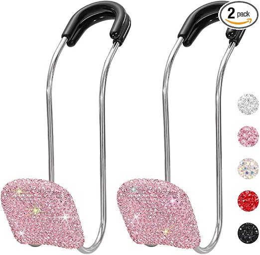 SAVORI Car Headrest Hooks Bling Car Accessories Rhinestones Universal Auto Back Seat Headrest Metal Hanger Organizer Veh