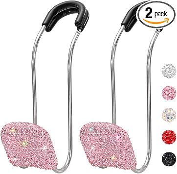 SAVORI Car Headrest Hooks Bling Car Accessories Rhinestones Universal Auto Back Seat Headrest Metal Hanger Organizer Veh